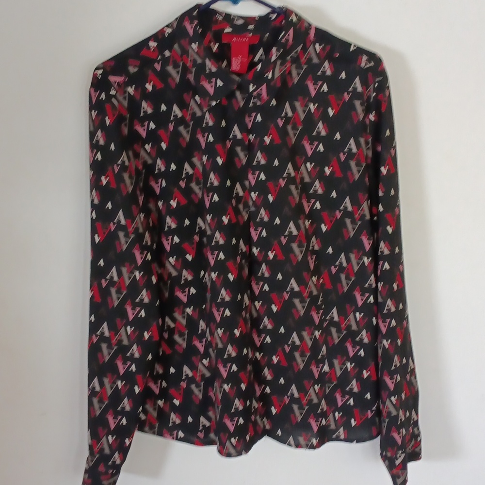 A Line brand Long Sleeve Collered Blouse Size 14 Black
